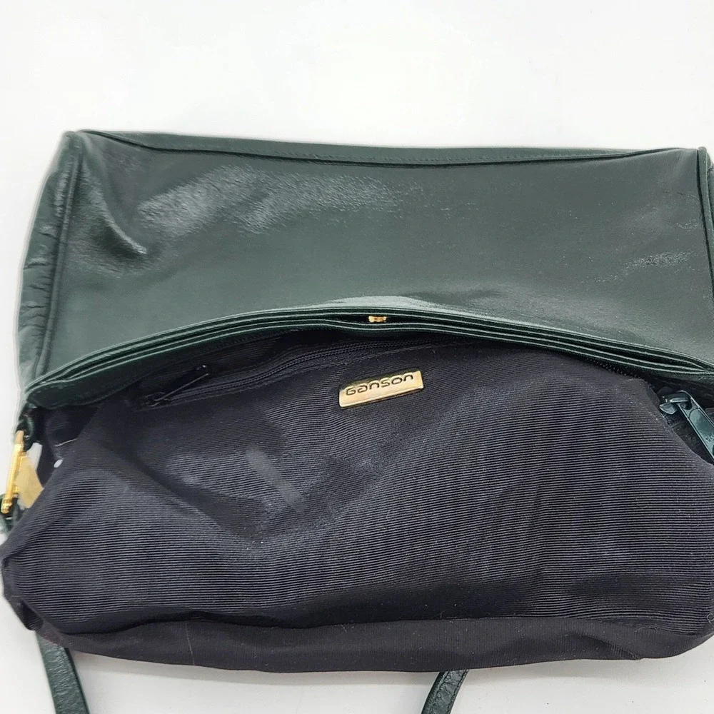 Vintage Ganson Crossbody Bag‎ Green Faux Leather Hong Kong Small Purse